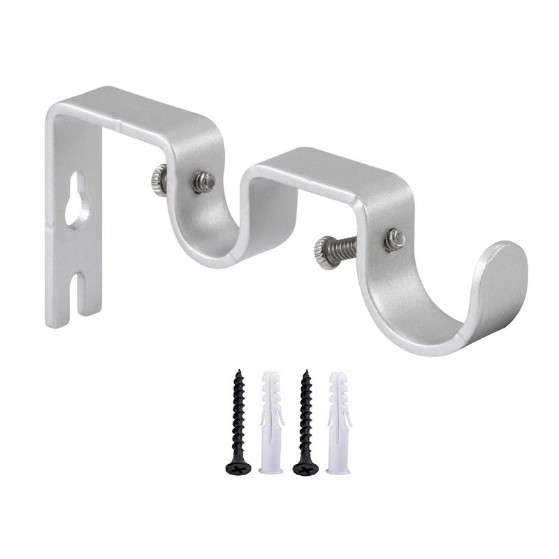 Anndason Heavy Duty Curtain Rod Brackets Double Curtain Rod Brackets Double Rod Holders 1" and 5/8" Inch Rod (Set of 2, Silver) - Image 2